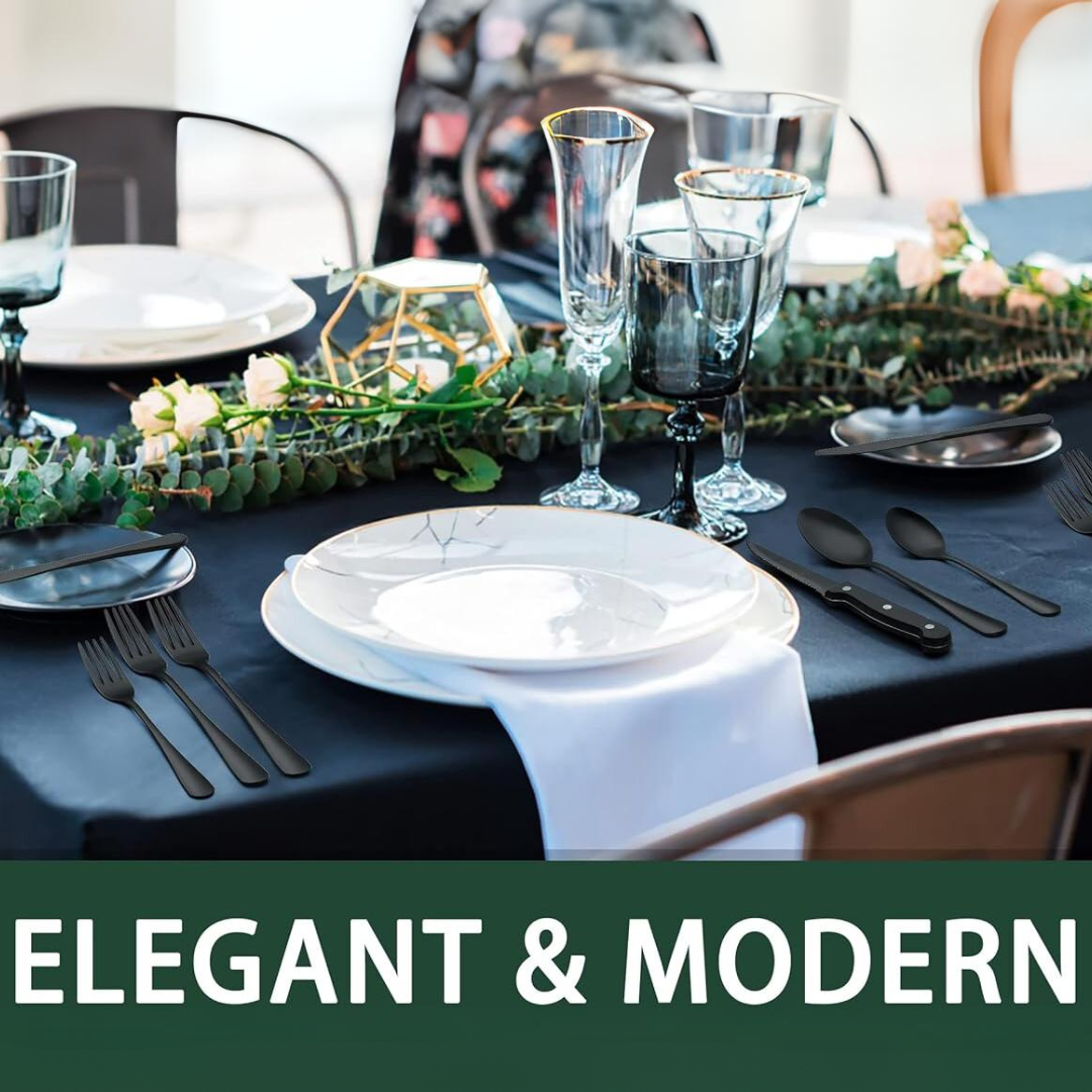 Kalsten | Luxury 24-Piece Black Cutlery Set – Stainless Steel & Dishwasher Safe
