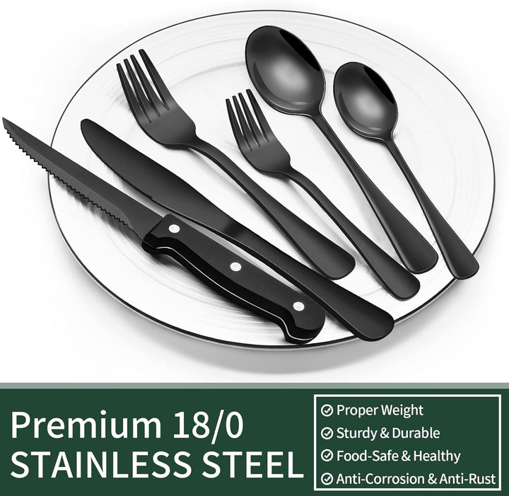 Kalsten | Luxury 24-Piece Black Cutlery Set – Stainless Steel & Dishwasher Safe