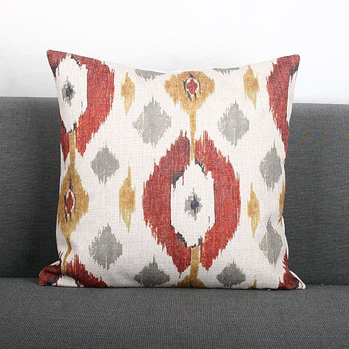 Ikat-Print Square Decorative Throw Pillow Cover with Hidden Zipper