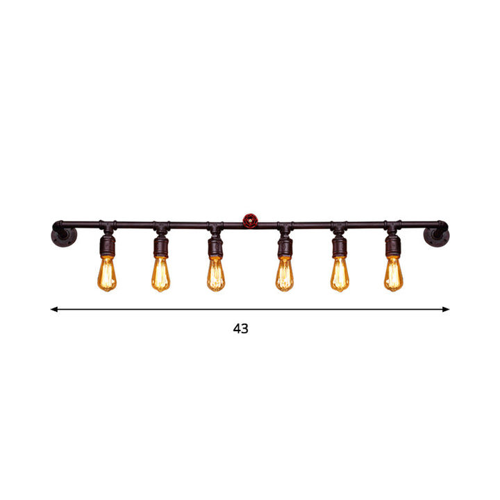 Iron Black Wall Light Straight Pipe 2/4/6 Bulbs Industrial Wall Sconce Light for Living Room | Kalsten