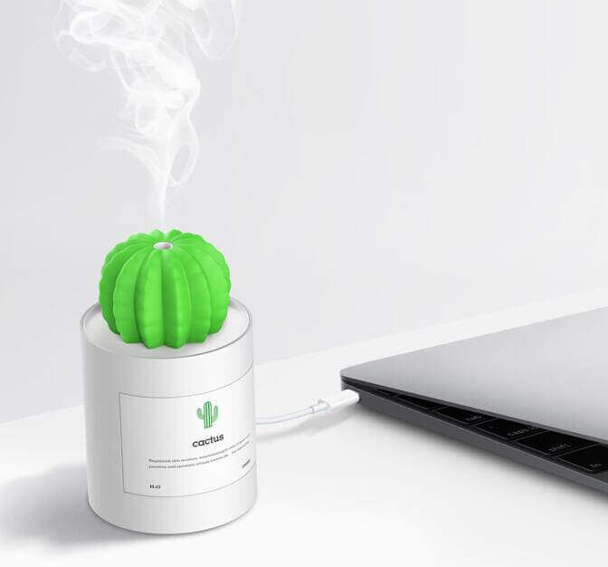 280ML Air Humidifier Soft LED Light Cactus Ultrasonic Aroma Essential Oil Diffuser For Home Car USB Mini Air Purifier | Kalsten