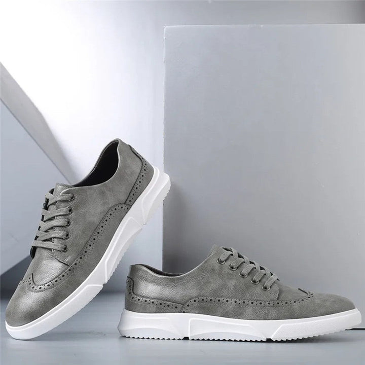 Leather Brogue Sneakers with Rubber Sole
