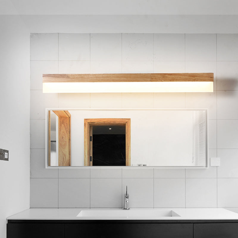 Modern Bathroom Vanity Light Wooden LED Vanity Light Fixtures in Acrylic Shade | Kalsten