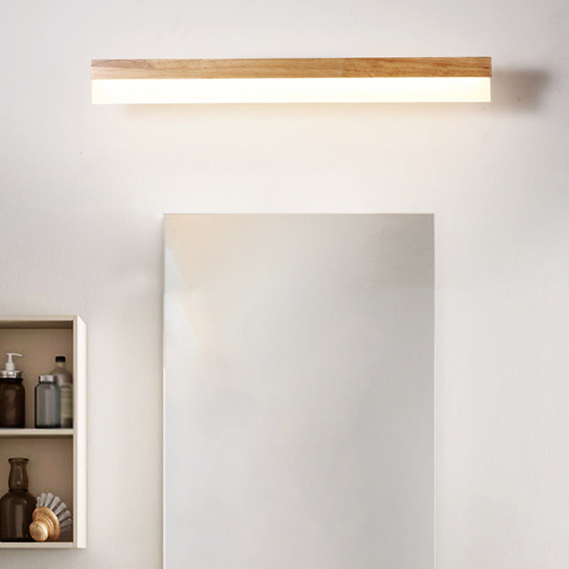 Modern Bathroom Vanity Light Wooden LED Vanity Light Fixtures in Acrylic Shade | Kalsten
