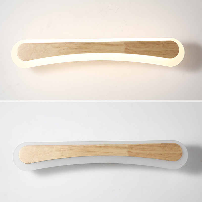 Modern Bathroom Vanity Light Wooden LED Vanity Light Fixtures in Acrylic Shade | Kalsten
