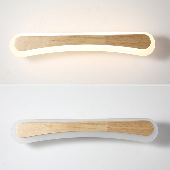 Modern Bathroom Vanity Light Wooden LED Vanity Light Fixtures in Acrylic Shade | Kalsten