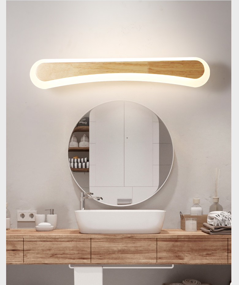 Modern Bathroom Vanity Light Wooden LED Vanity Light Fixtures in Acrylic Shade | Kalsten