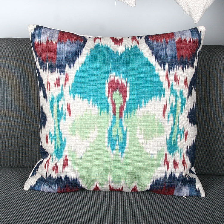Ikat-Print Square Decorative Throw Pillow Cover with Hidden Zipper