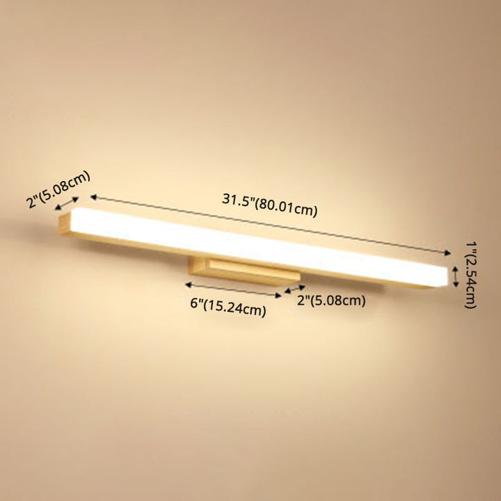 Rectangular Vanity Wall Light Nordic Minimalist Style Wood Single Vanity Light | Kalsten