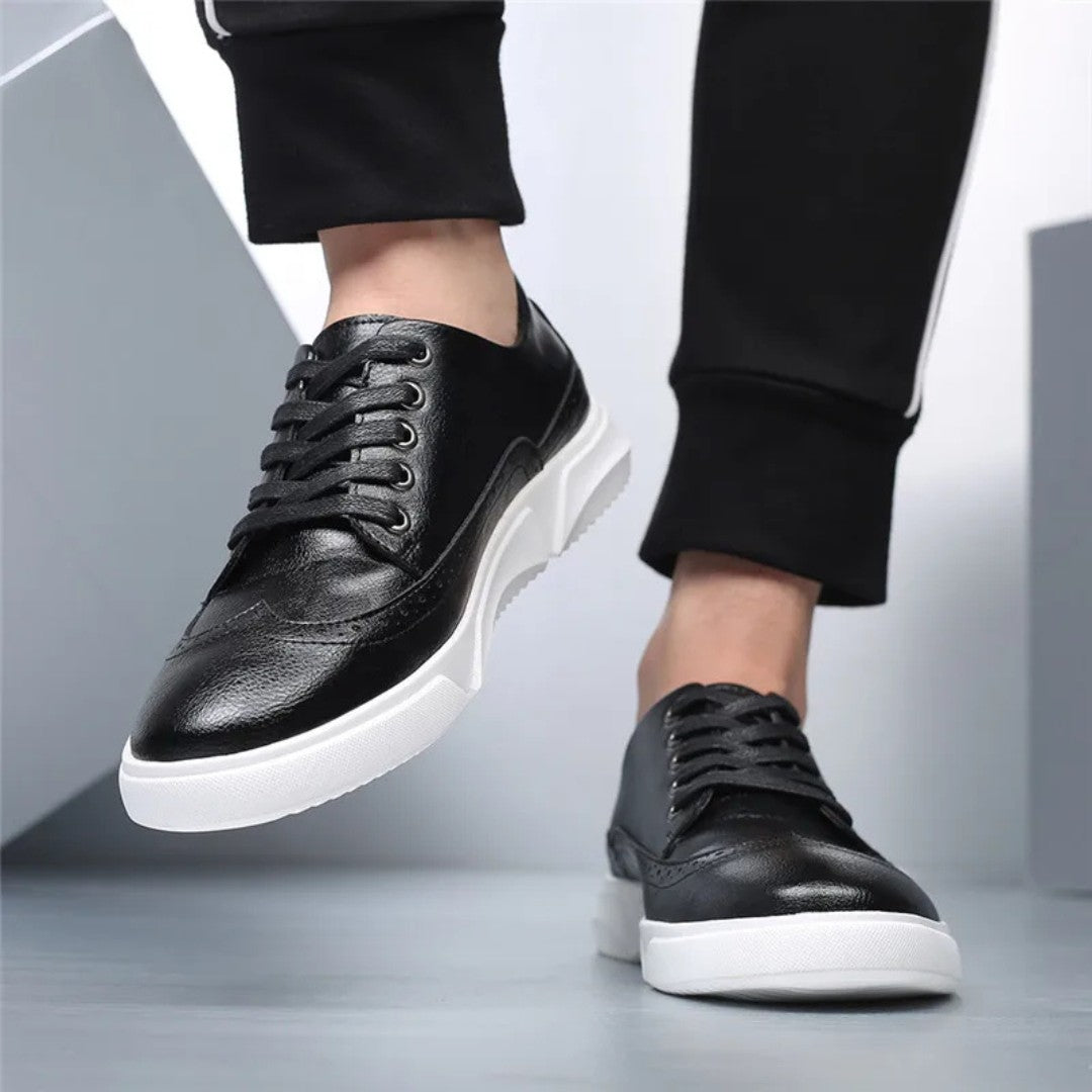Leather Brogue Sneakers with Rubber Sole