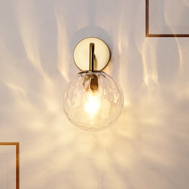 Glass Dome Brass Finish Wall Lamp Kalsten