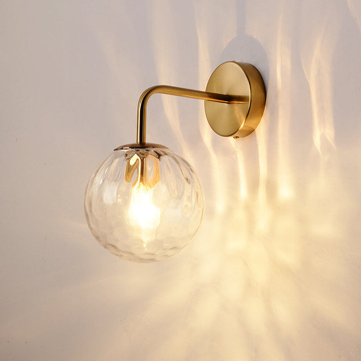 Glass Dome Brass Finish Wall Lamp Kalsten