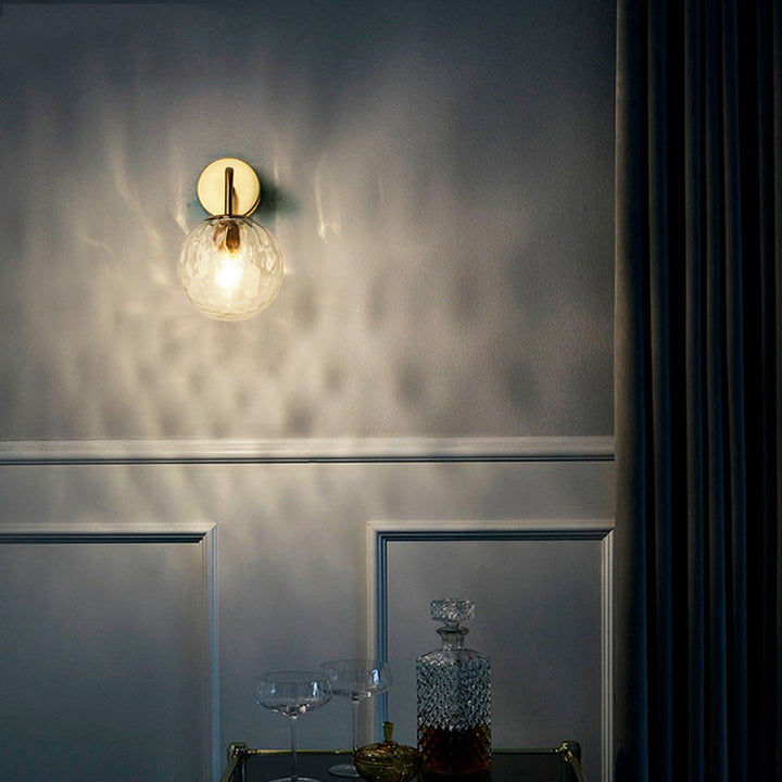 Glass Dome Brass Finish Wall Lamp Kalsten