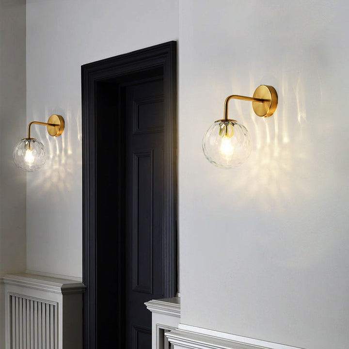Glass Dome Brass Finish Wall Lamp Kalsten