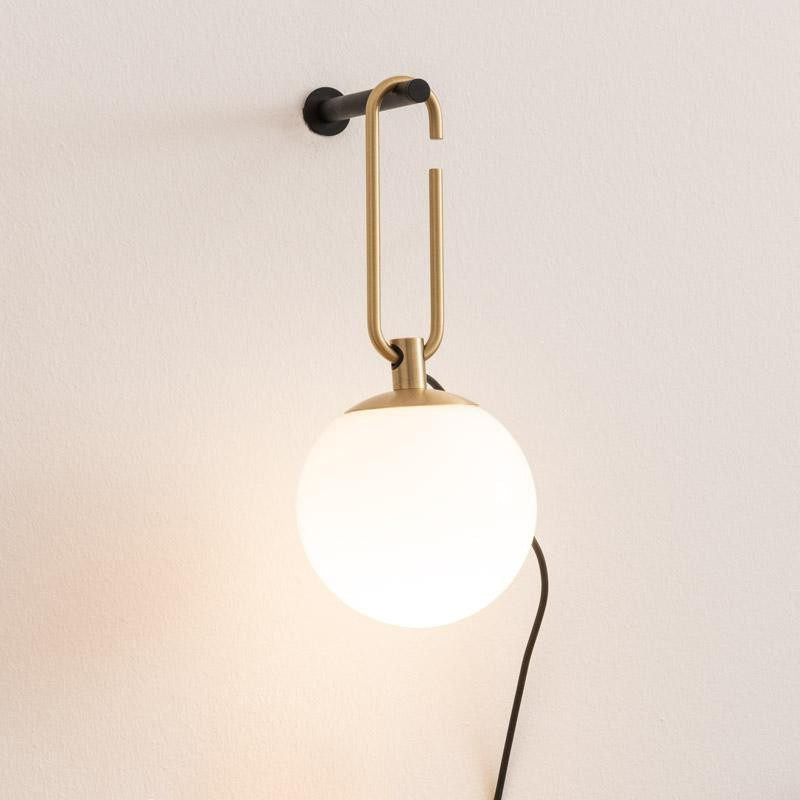 Global Matte White Glass Sconce Light Simplicity 1 Bulb Black and Gold Wall Mount Lamp | Kalsten