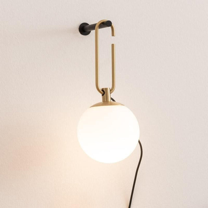 Global Matte White Glass Sconce Light Simplicity 1 Bulb Black and Gold Wall Mount Lamp | Kalsten