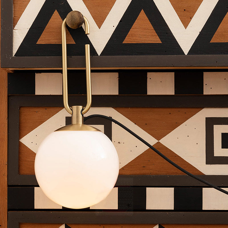 Global Matte White Glass Sconce Light Simplicity 1 Bulb Black and Gold Wall Mount Lamp | Kalsten