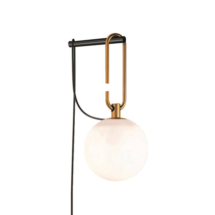 Global Matte White Glass Sconce Light Simplicity 1 Bulb Black and Gold Wall Mount Lamp | Kalsten