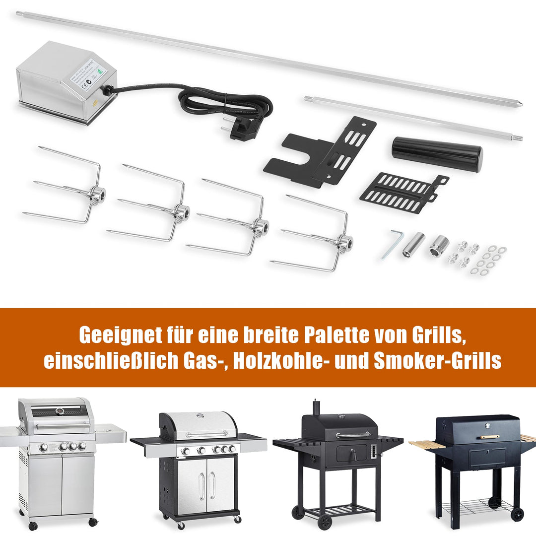BBQ Grill Skewer Stainless Steel Motor 4x Meat Needle | Kalsten
