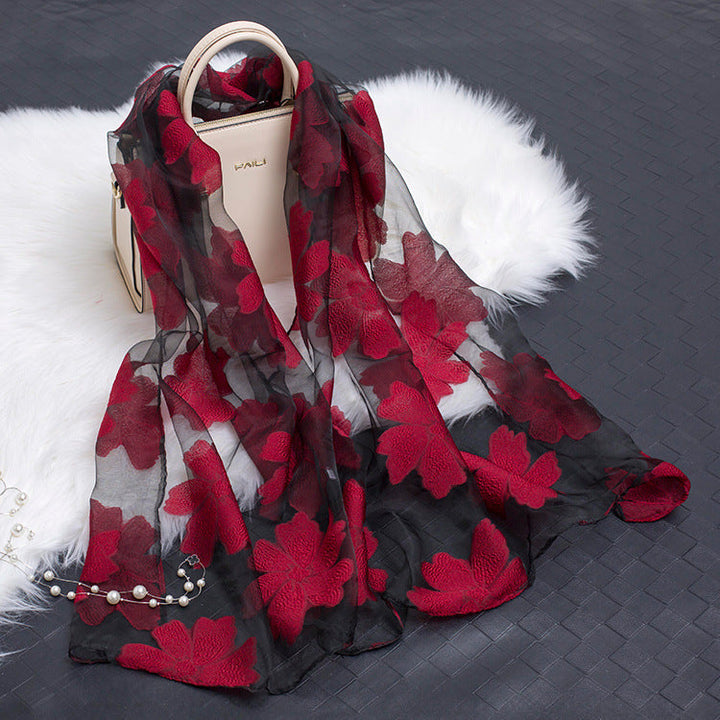 Kalsten | Silk scarf with cut flowers hollow motif