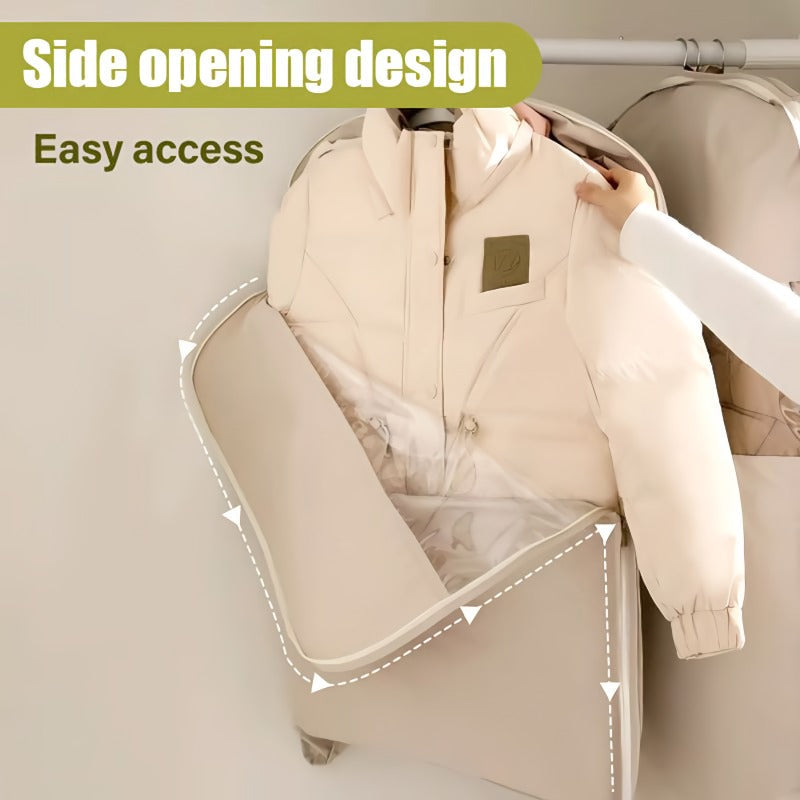 Kalsten | Space saving hanging garment bag with self-compressing zipper