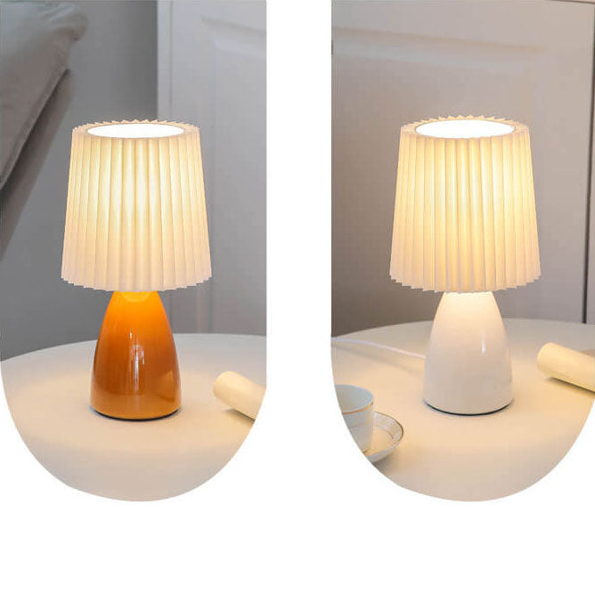 Scandinavian Retro Table Lamp with Pleated Shade and Glass Base | Noxord