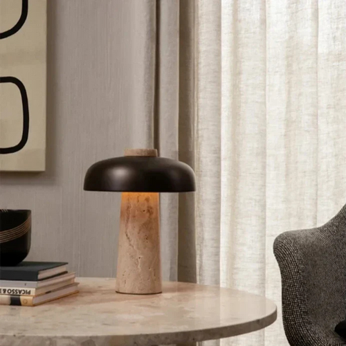 Luxury Travertine LED Table Lamp | Noxord