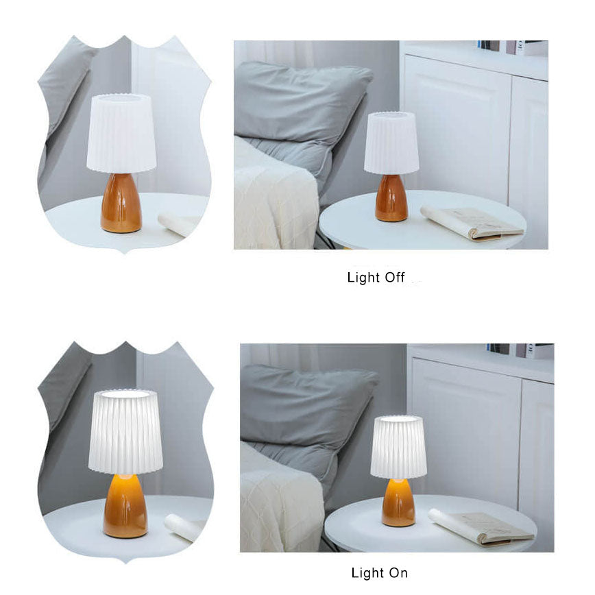 Scandinavian Retro Table Lamp with Pleated Shade and Glass Base | Noxord