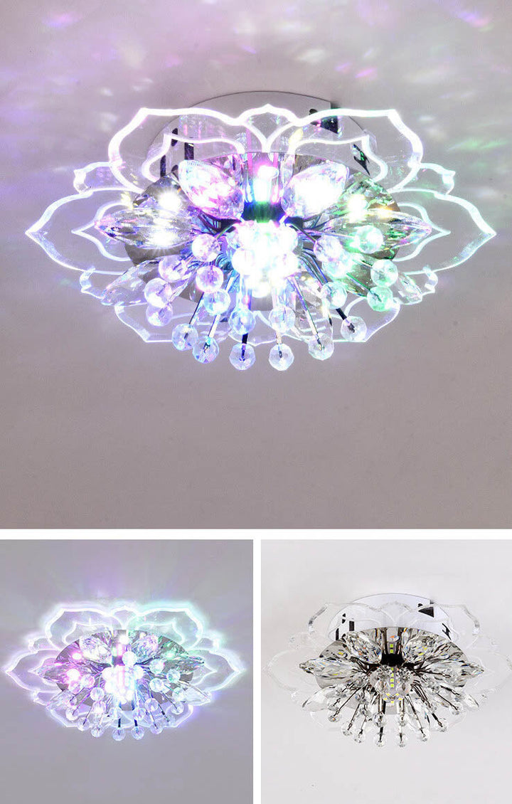 GlowPetal LED Crystal Ceiling Lamp – Flower-Shaped Modern Decor