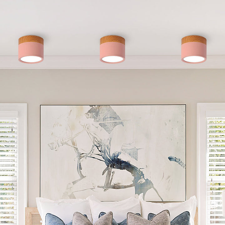 Pink Wood Flush Mount Ceiling Lamp Noxord