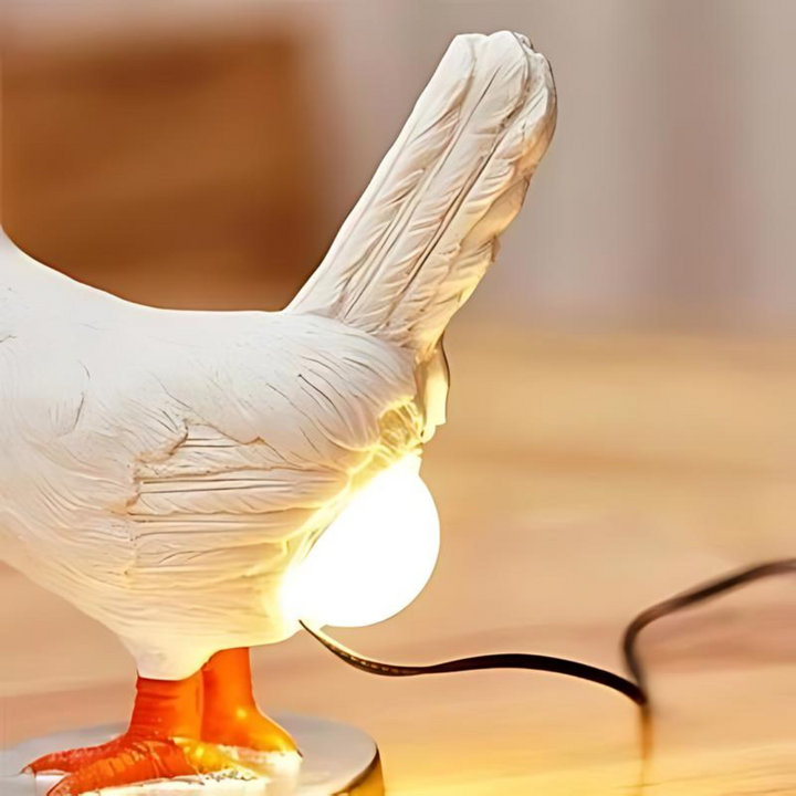 EggGlow Table Lamp – Charming Chicken Shape with Warm LED Light Noxord