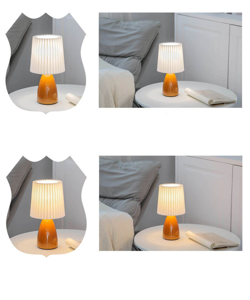 Scandinavian Retro Table Lamp with Pleated Shade and Glass Base | Noxord