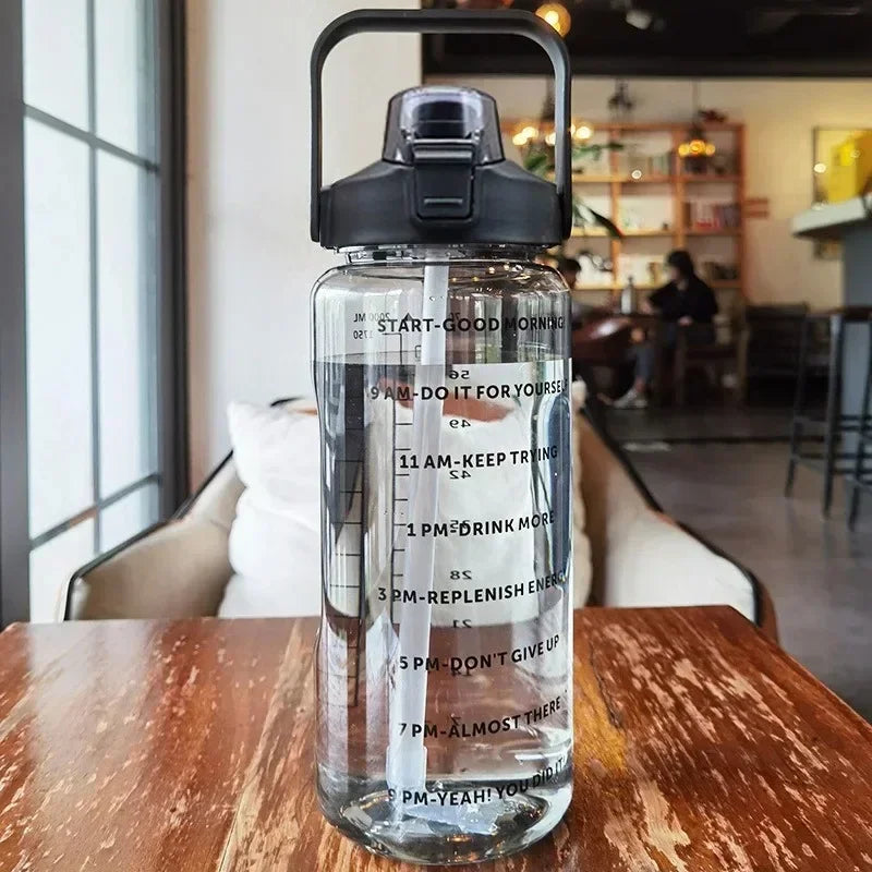Kalsten | 2L Portable Sports Water Bottle with Straw and Time Markings
