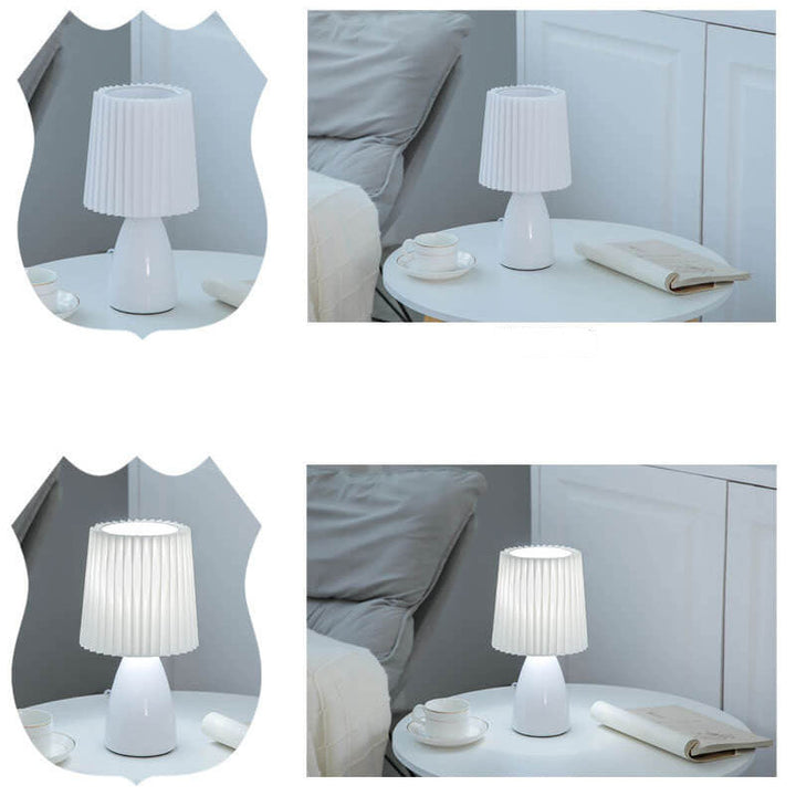 Scandinavian Retro Table Lamp with Pleated Shade and Glass Base | Noxord