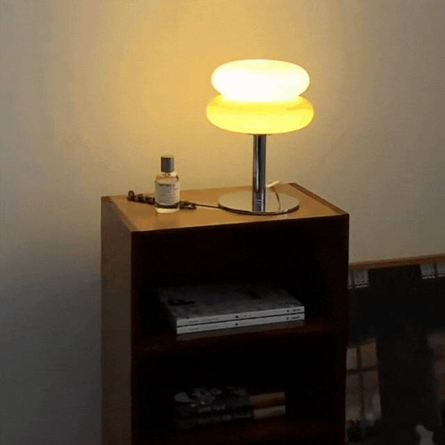 Elegant Macaron Glass Table Lamp with USB - 3 Light Colors Noxord