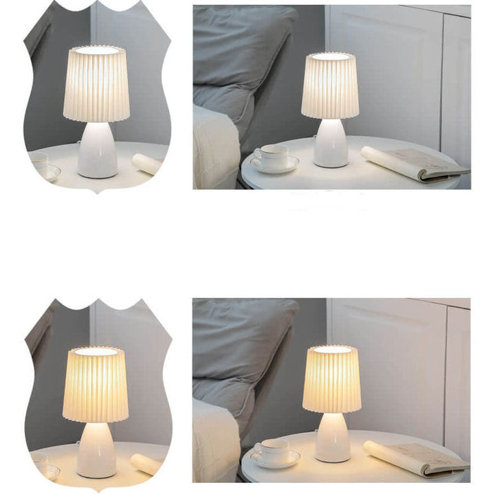 Scandinavian Retro Table Lamp with Pleated Shade and Glass Base | Noxord