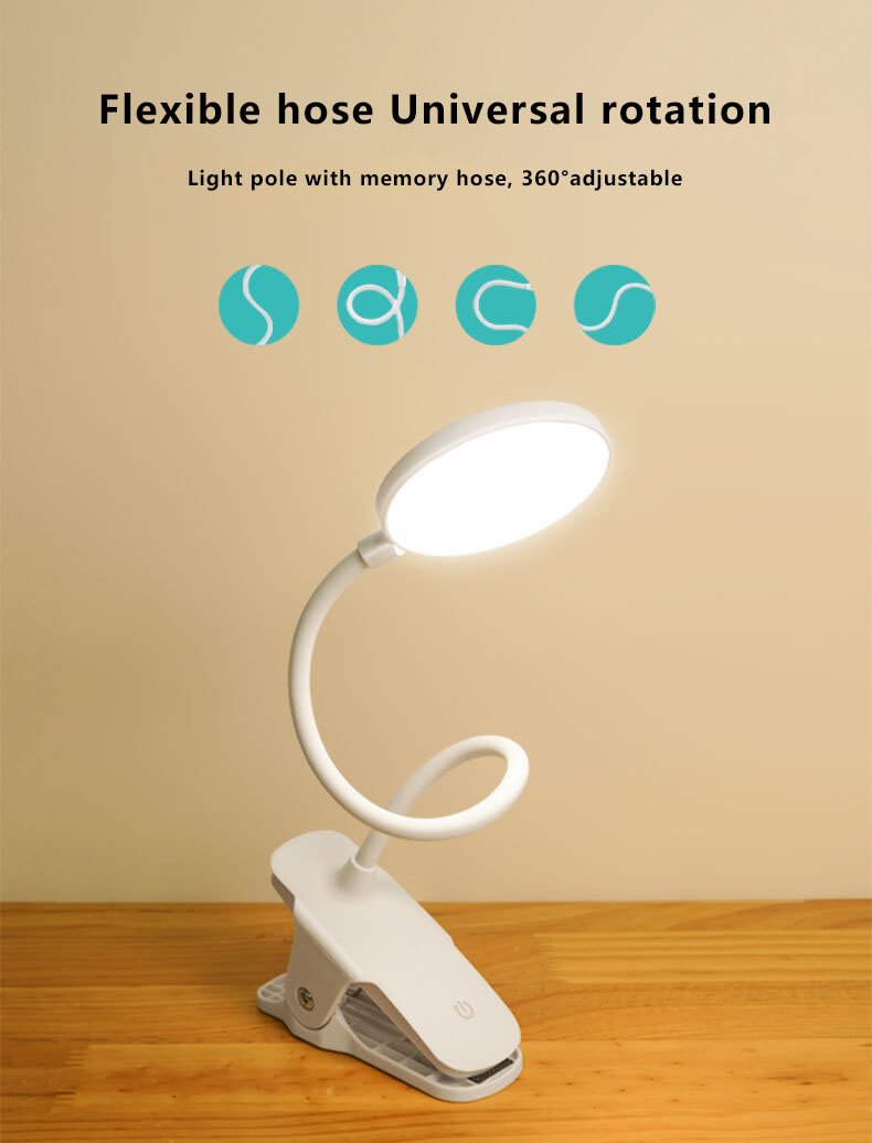 Simple LED Clip Desk Lamp rechargeable Eye Protection Night Light | Noxord