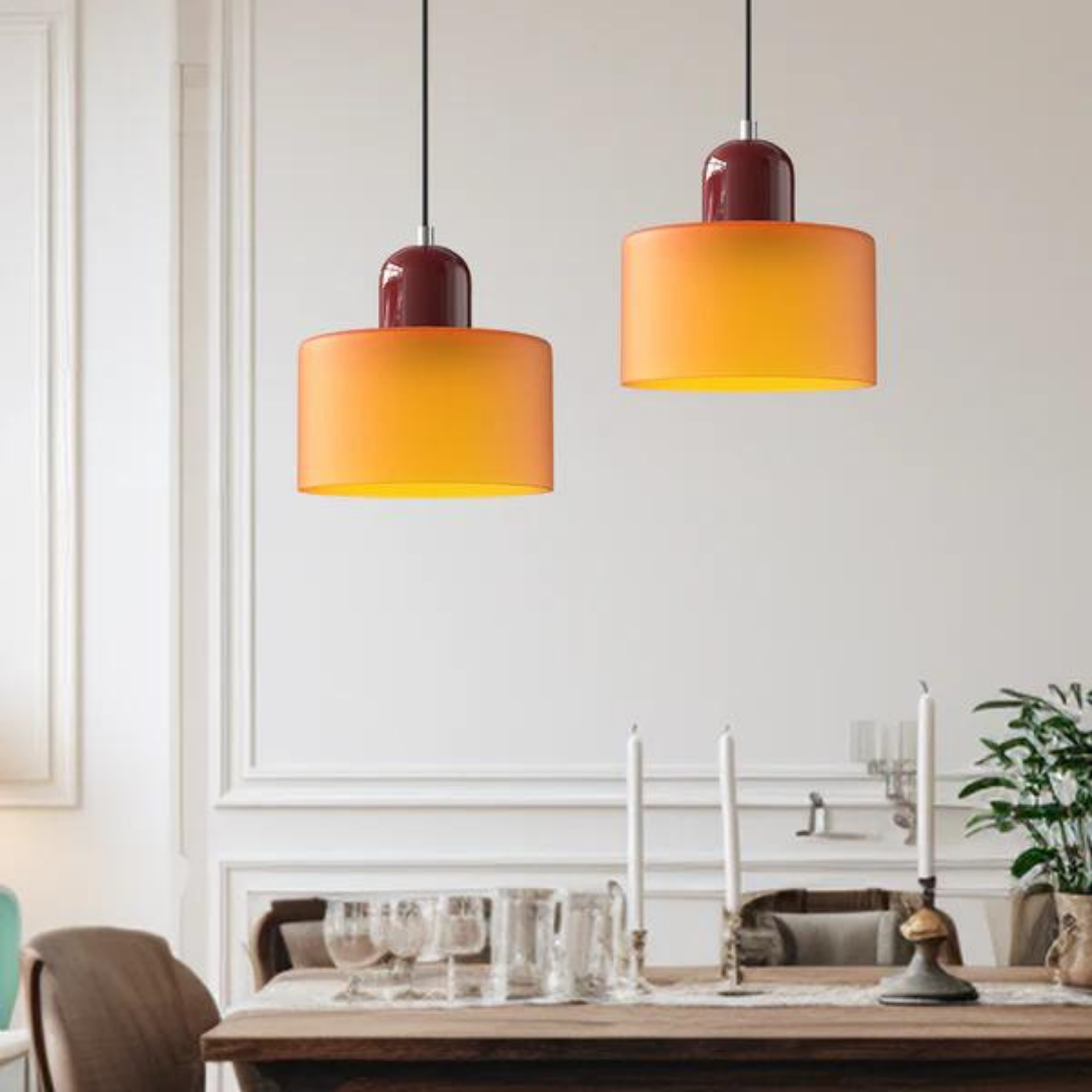Glass pendant light – Elegant cylindrical pendant light for cozy living spaces | Kalsten