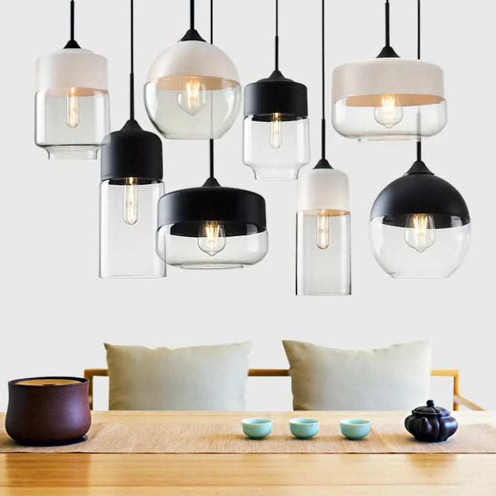 Kalsten | Hand-Blown Glass & Wood Pendant Light Adjustable