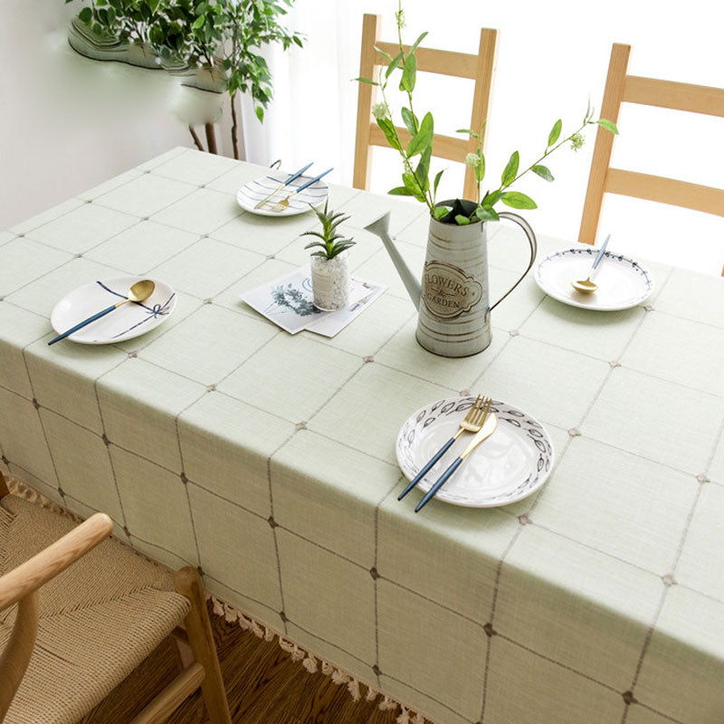 Kalsten | Waterproof Oil-resistant Rectangular Tablecloth Cotton Linen Wrinkle-resistant Tablecloth for Kitchen Dining Room Buffet Party
