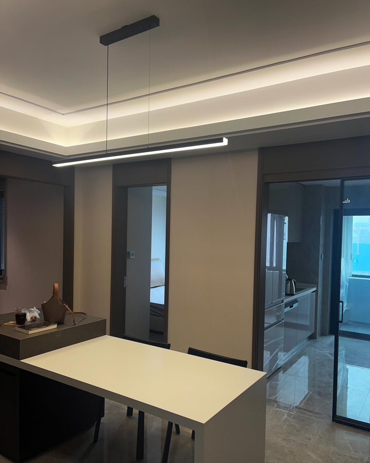 Linear Pendant Light Metal 39 in Adjustable Kitchen Island LED Warm White 3000K-6000K Modern Dining Room Hanging Lamp | Kalsten