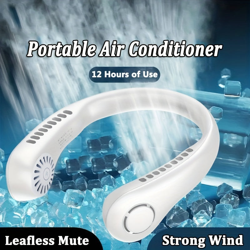 1pc Portable Neck Fan Electric Wireless Fan Rechargeable USB Mini Fan Bladeless Personal Fan Hanging Neck Cooler For Outdoor Sports | Kalsten