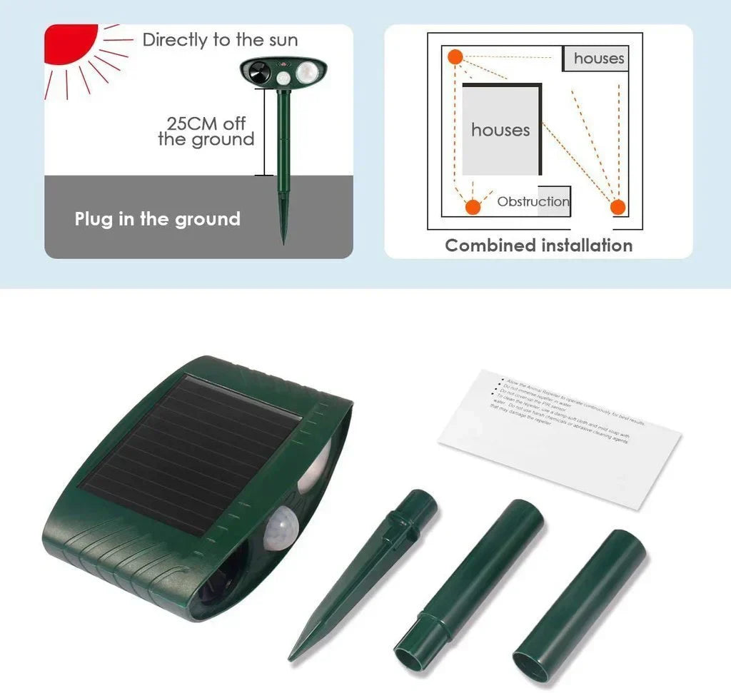 Kalsten | Solar-Powered Ultrasonic Deer Repeller - Effective Deer Deterrent for Gardens & Yards in 48 Hours