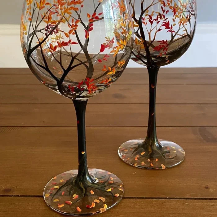 Four Seasons Hand-Painted Wine Glass
