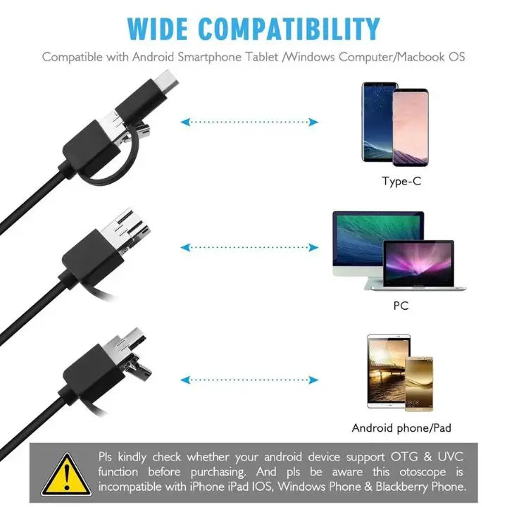 Kalsten | 3-in-1 USB Endoscope Camera – Waterproof, Flexible with 6 LED Lights