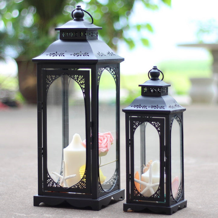 Antique-Style Metal and Glass Lantern Trio with Hinged Door and Carry Ring Kalsten