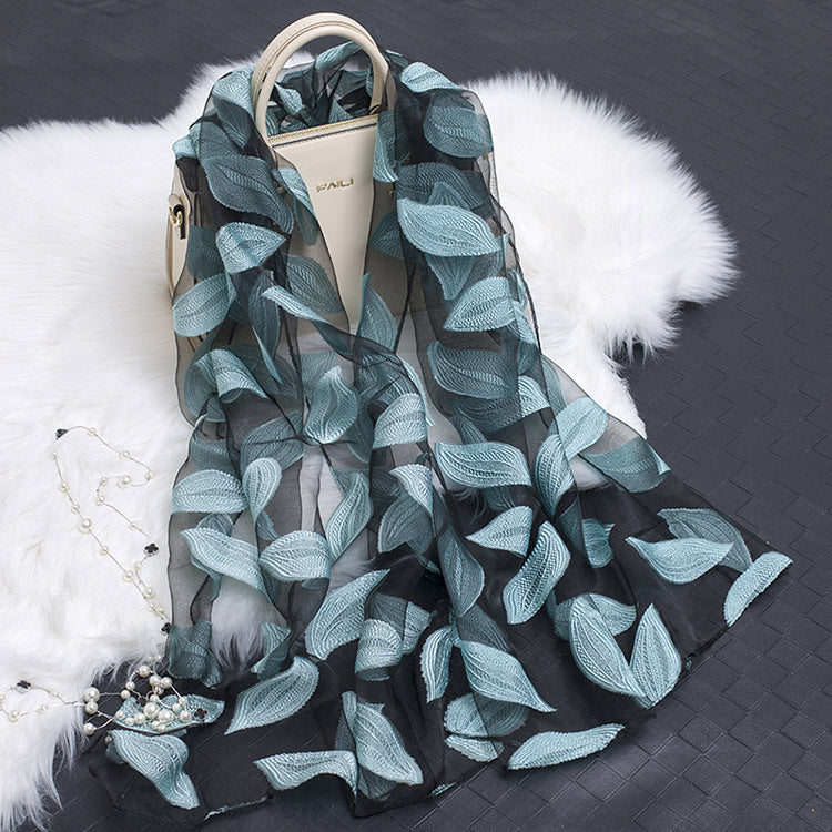 Kalsten | Silk scarf with cut flowers hollow motif