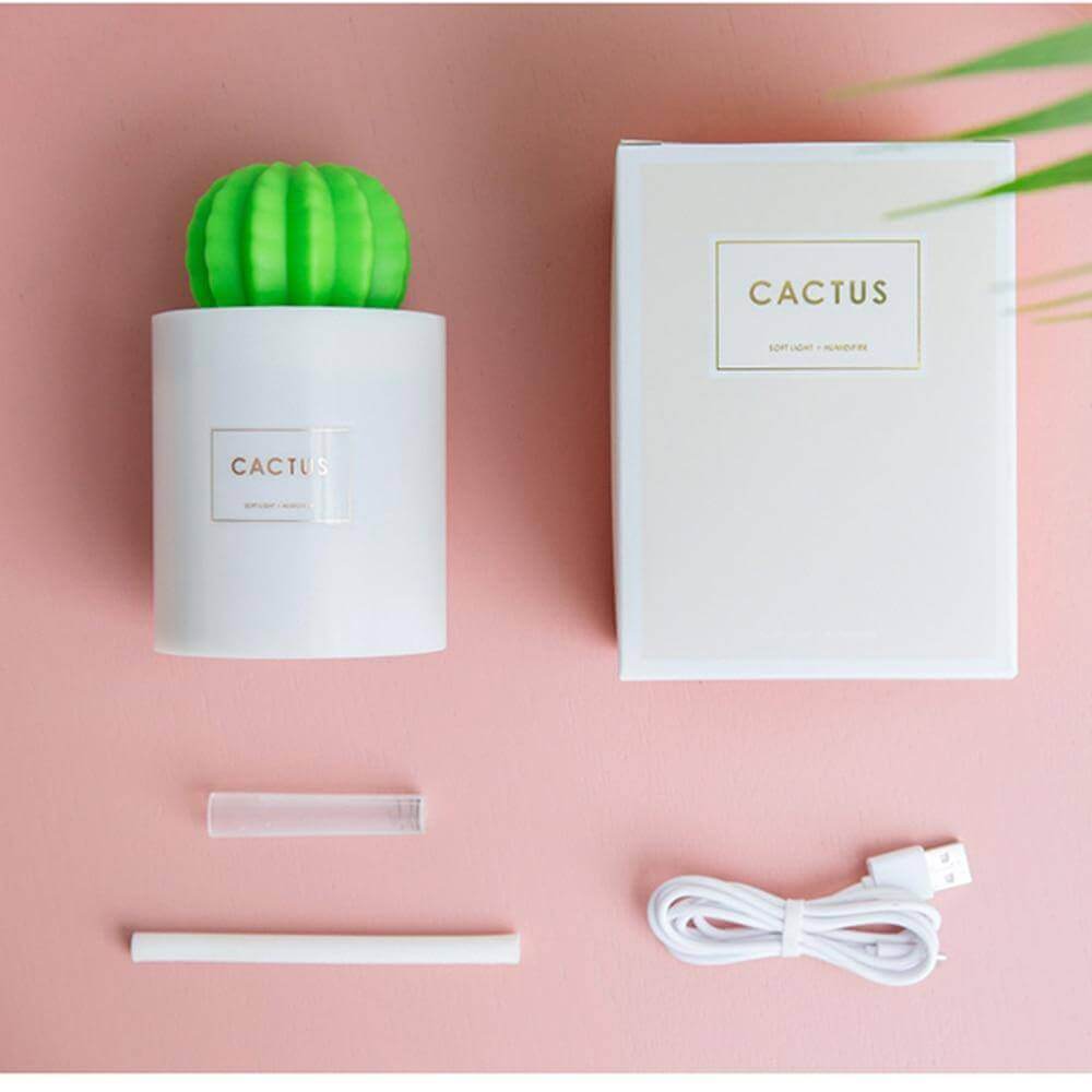 280ML Air Humidifier Soft LED Light Cactus Ultrasonic Aroma Essential Oil Diffuser For Home Car USB Mini Air Purifier | Kalsten