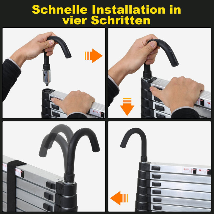 Telescopic ladder with 2 detachable hooks | Kalsten