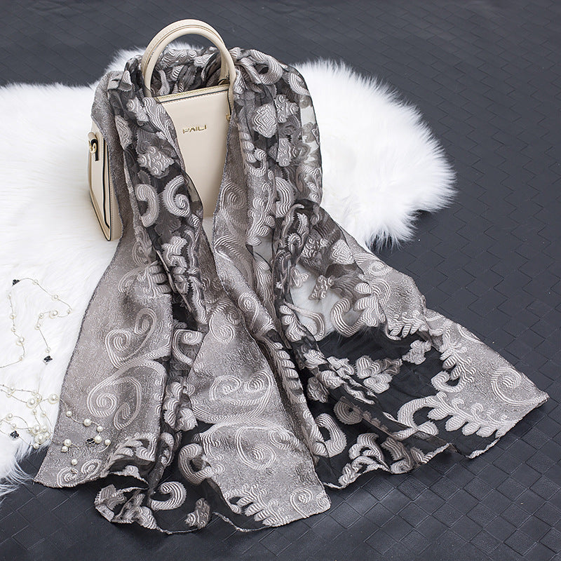 Kalsten | Silk scarf with cut flowers hollow motif